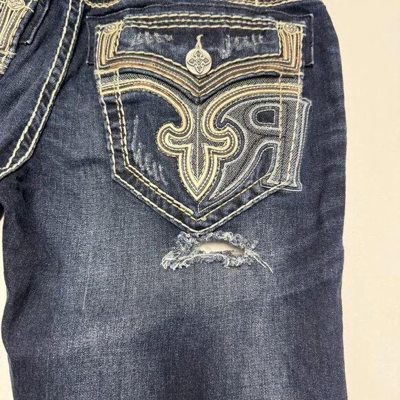 Rock Revival Baxter Cut Off Jeans Mens 31 Blue Y2K - Picture 5 of 12